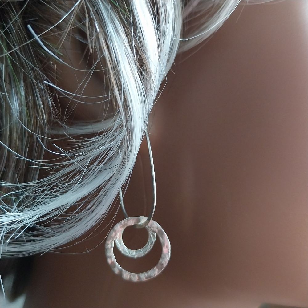Vintage Sterling Silver Hoop Earrings - Picture 2 of 12